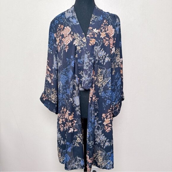 Tahari Womens S/M Open Floral Drape Kimono - Picture 2 of 13
